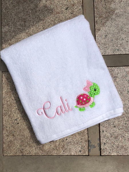 Turtle Appliqué Personalized Beach Towel Bath Towel