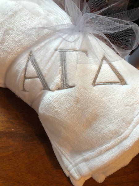 Monogrammed Throw Blanket Sorority Fraternity Greek Letters