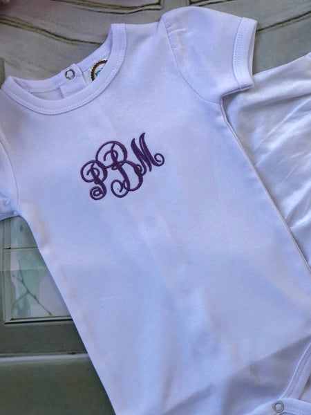 Monogrammed Baby Bib, Burp Cloth and Bodysuit Set