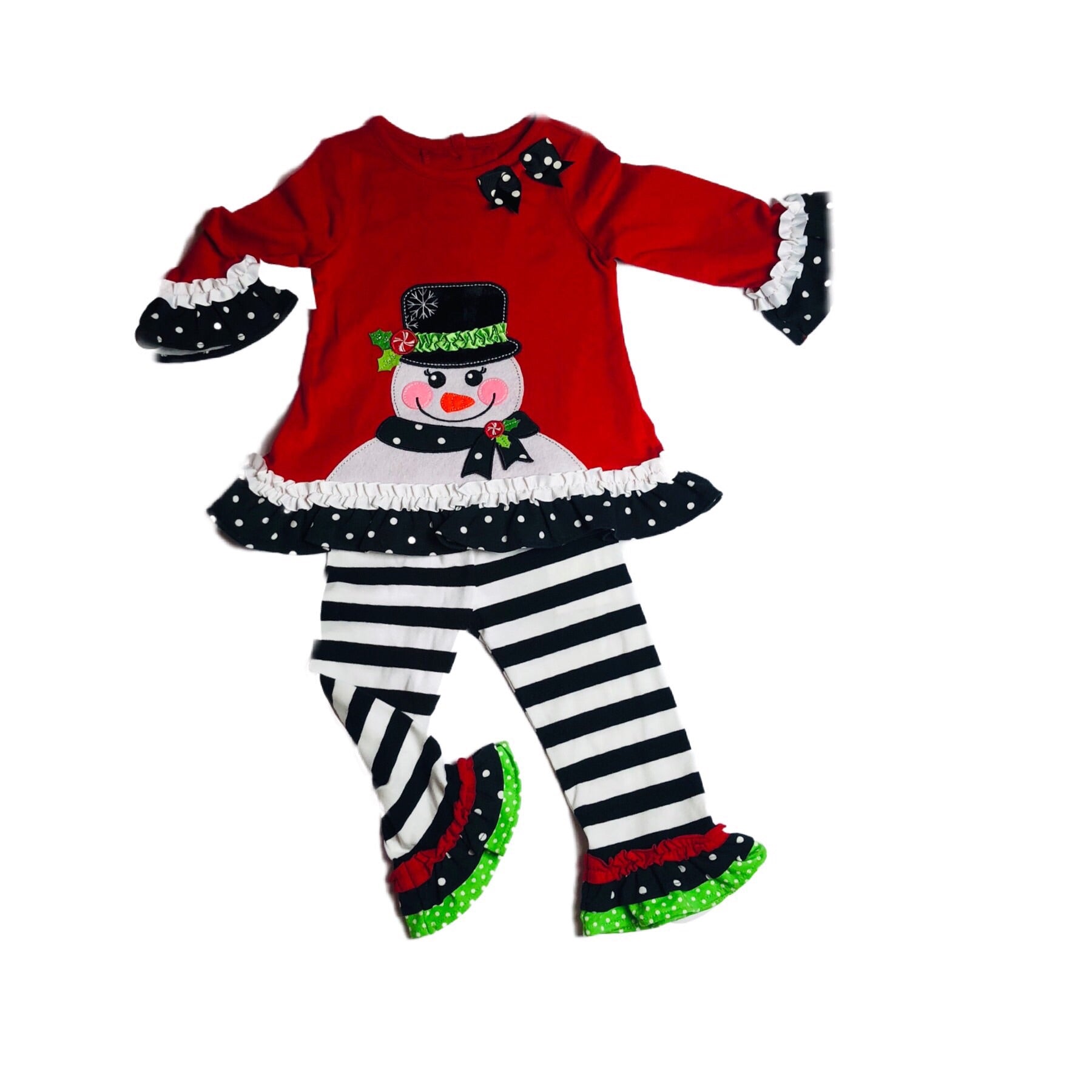 Snowman shirt and ruffle pants outfit