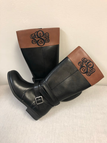 Girl’s Monogrammed Boots Two-Tone
