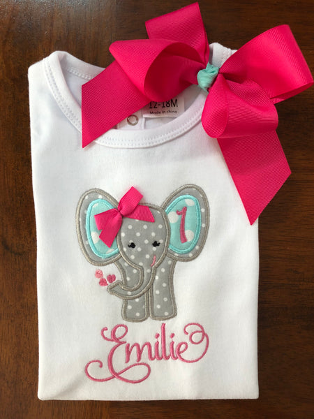 Personalized Elephant Girl Birthday Shirt and Tutu
