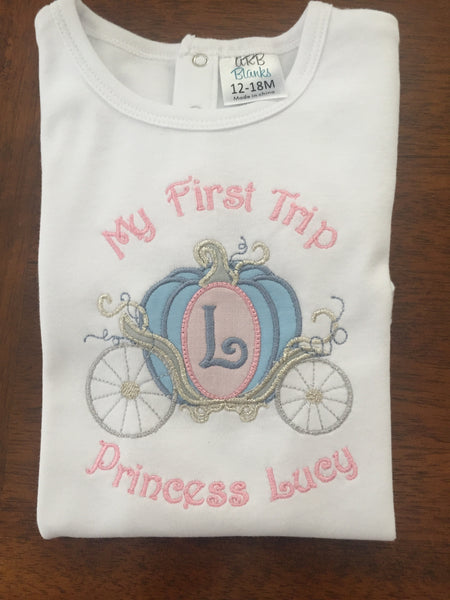 My First Trip Personalized Embroidered Princess Carriage