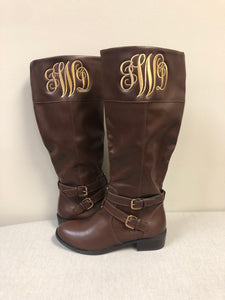 Monogrammed Women’s Boots Cognac Brown