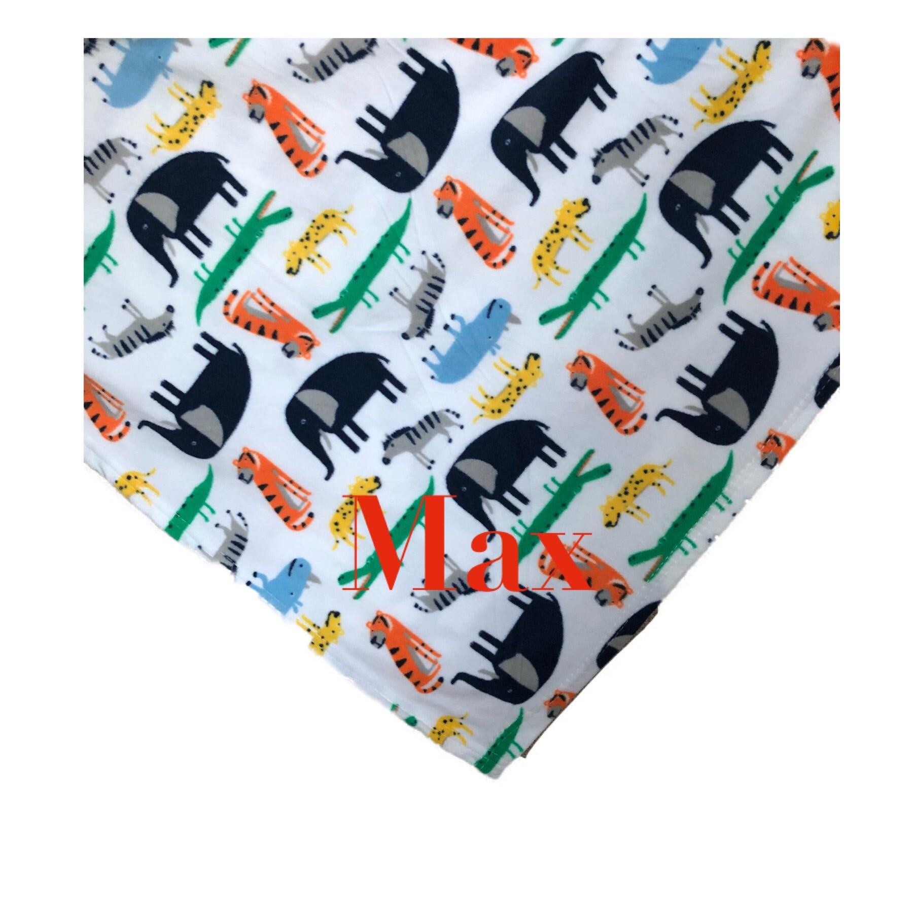 Personalized Safari Animals Print Fleece Throw Blanket