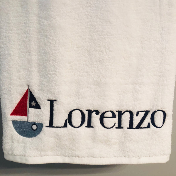 Sailboat Nautical Personalized Beach Towel Bath Towel