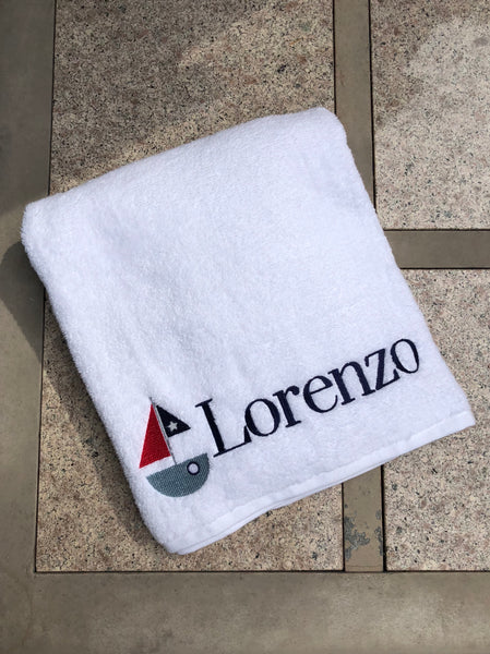 Sailboat Nautical Personalized Beach Towel Bath Towel