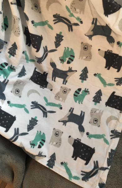 Personalized Forest Animals Print Fleece Throw Blanket