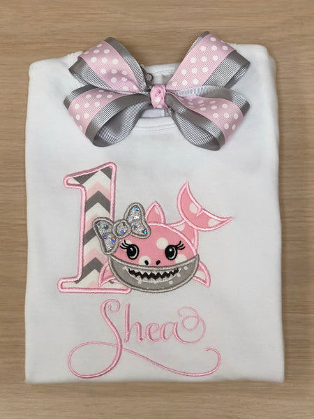 Personalized Embroidered Baby Shark Birthday Shirt
