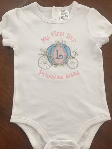 My First Trip Personalized Embroidered Princess Carriage