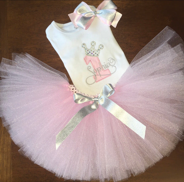 Personalized Princess Number with Crown Birthday Shirt and Tutu